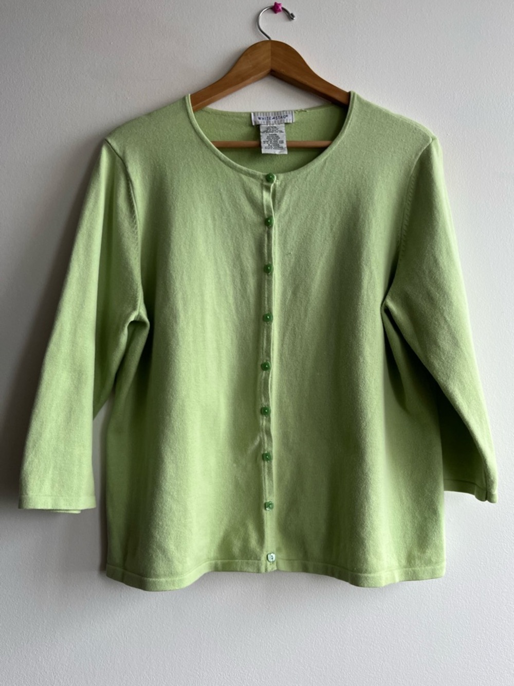 90s Minimalist Pastel Green Cardigan | Vintage Spring Pastel Womens Size XL